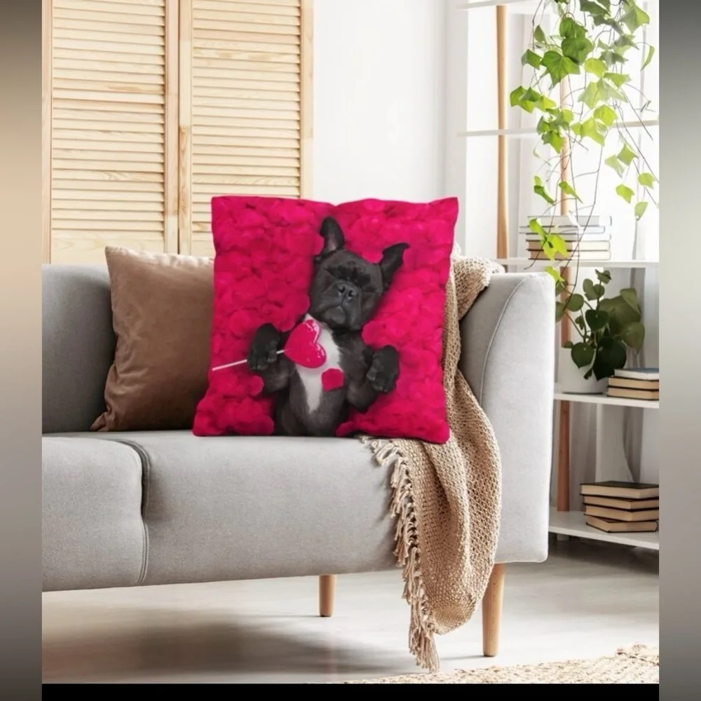 Beautiful Dog Print Cushion Cover Without Filler new 17/17